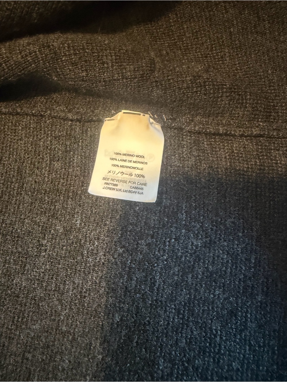 J. Crew 100% merino wool Dark Gray Open-Front Cardigan with pockets - Picture 6 of 8